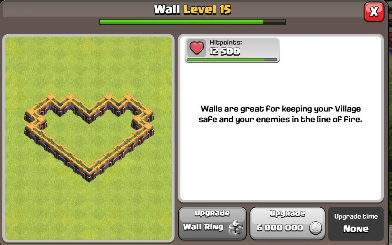 clash of clans max levels walls